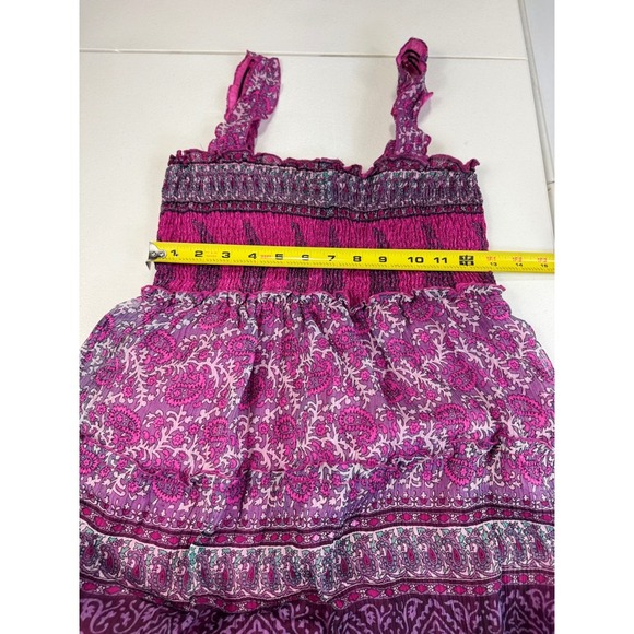 Chaudry by kc Tiered Maxi Dress Pink Purple Paisley Print Bohemian Summer M - Picture 4 of 8